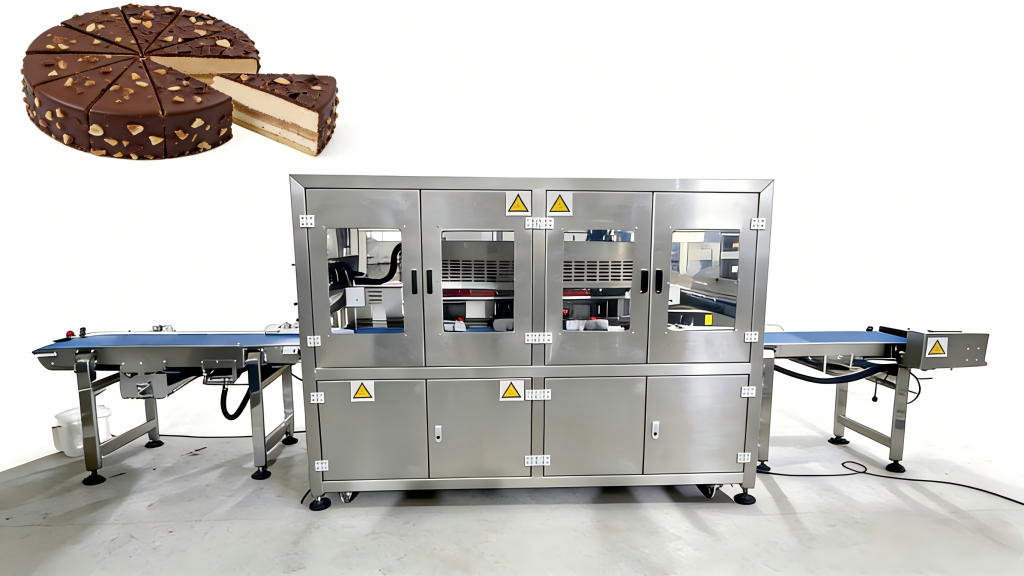 Macchina per tagliare torte rotonde a tre stazioni ad ultrasuoni Macchina per tagliare torte rotonde a tre stazioni ad ultrasuoni