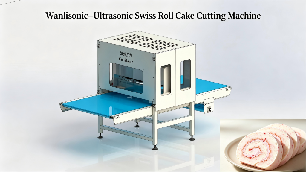 Ultrasonik Swiss Roll Cake Cutting Machine